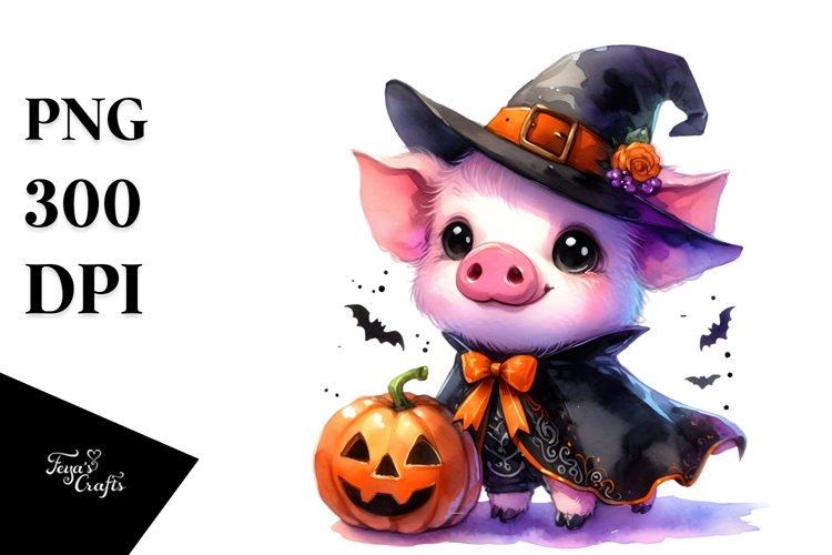 Cute Baby Pig for Halloween in Style PNG
