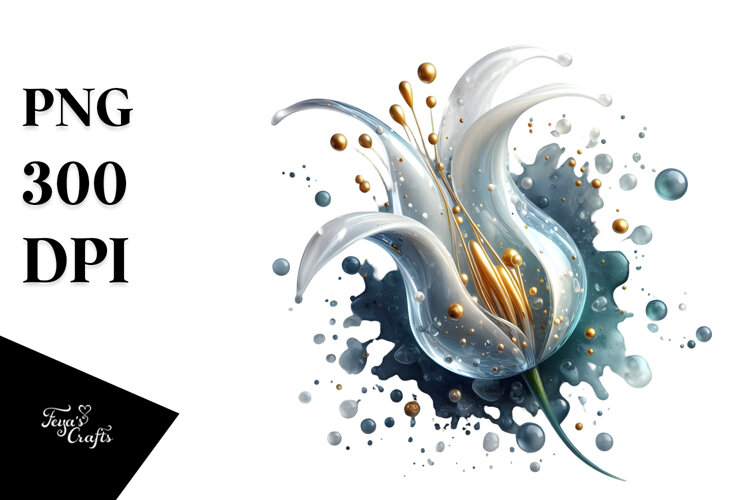 Glossy Snowdrop, Round Watercolor Splash example image 1