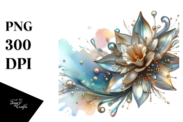 Metallic Shiny Abstract Daffodil PNG