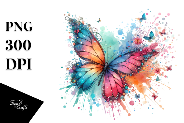 Colorful Butterfly Splashes PNG