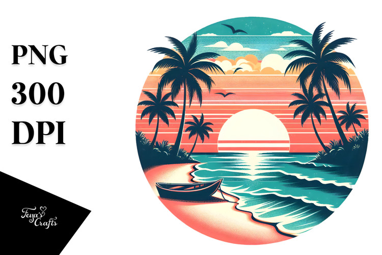 Retro Tropical Beach Sunset, 20 oz Tumbler