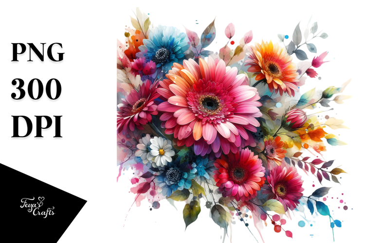 Colorfull Abstract with Small Gerbera PNG