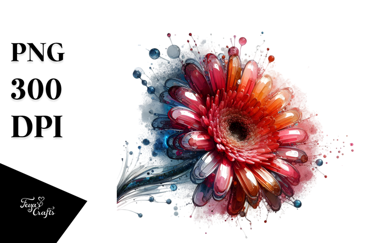 Abstract Shiny Gerbera made of Like Material|Summer Sticker