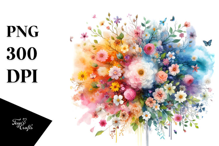 Flower Spring Flowers Splashes White Background PNG