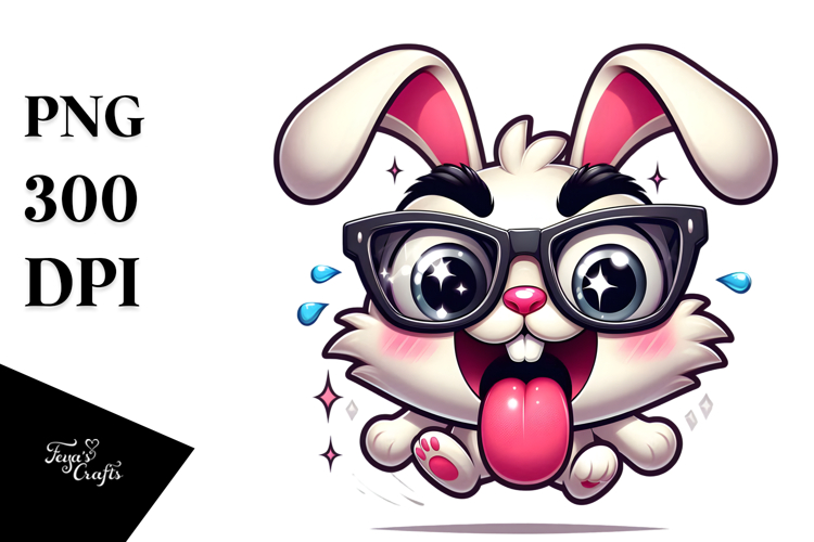 Cartoon Rabbit with Oversized Sunglasses PNG