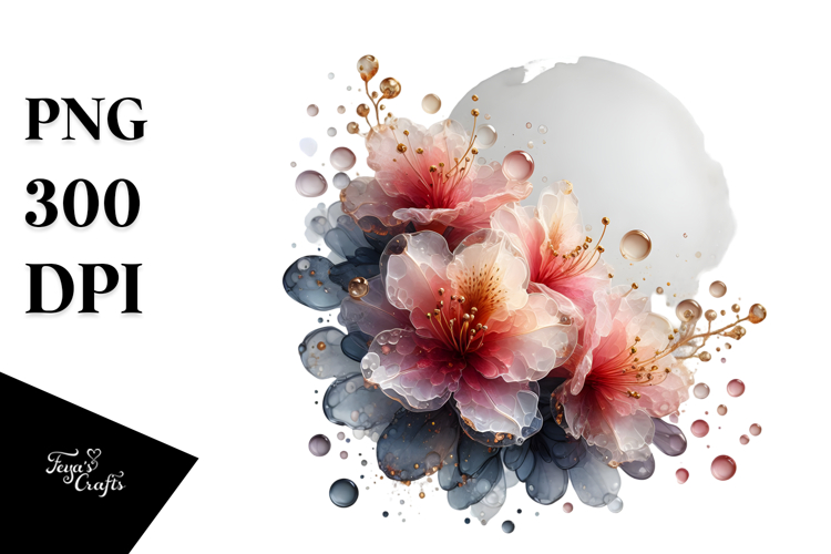 Abstract Rhododendron Watercolor Splash PNG example image 1
