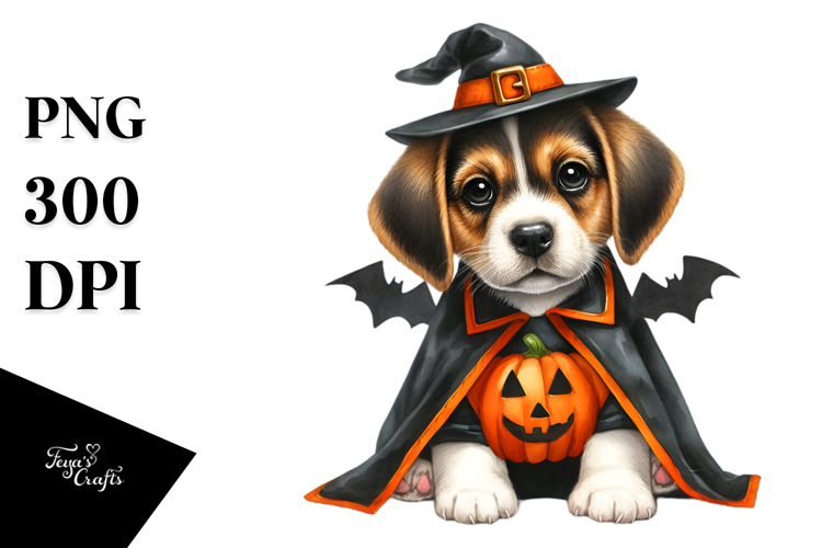 Funny Puppy Wearing a Halloween Suit|Summer Sticker Flower