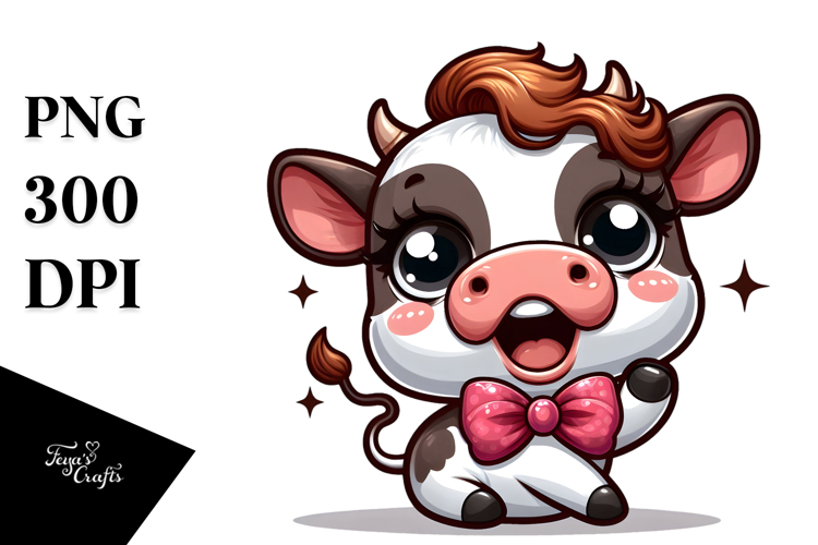 Ridiculously Cute Baby Calf with Bow Tie PNG