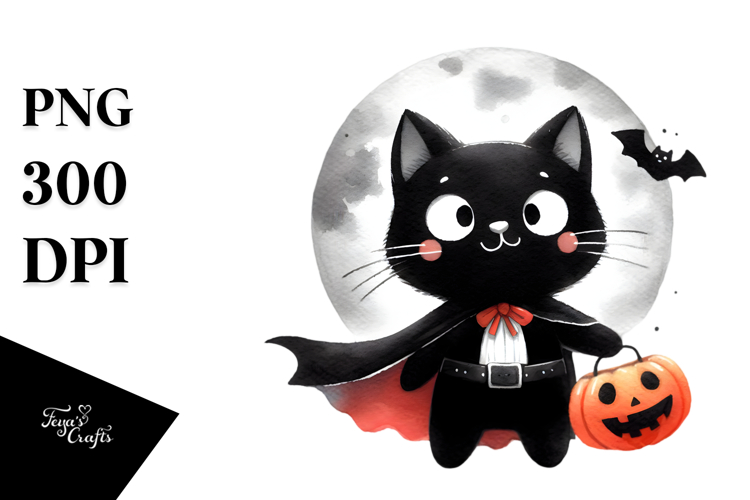 Simple Funny Haloween Clipart with BLACK CAT PNG