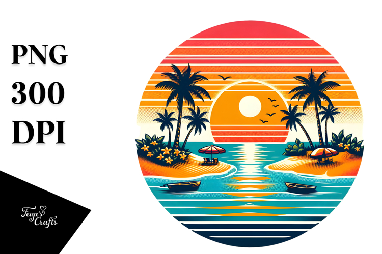 Retro Tropical Island Beach Chairs Clipart