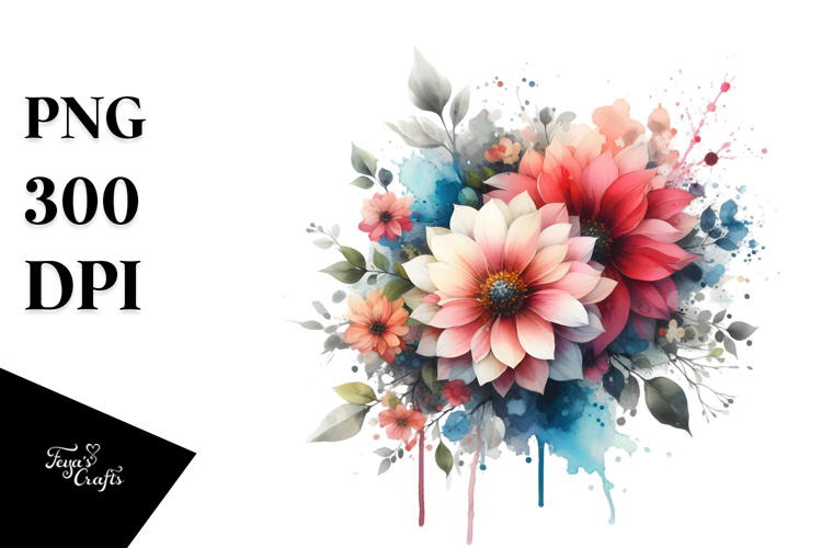 Flower Splashes White Background PNG