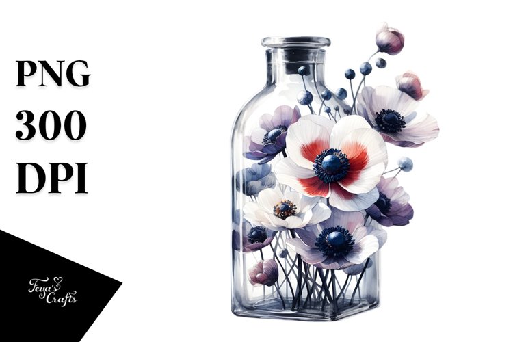 Abstract Bottle with Anemone | Clipart
