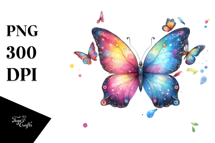Colorful Butterfly Splashes PNG