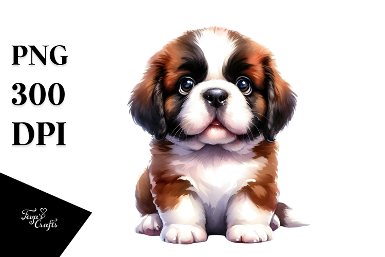 Crazy-Eyed Watercolor Saint Bernard PNG