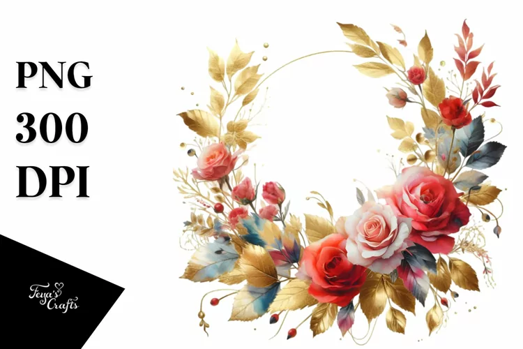 Vibrant Horizontal Frame with Red Roses|Summer Sticker