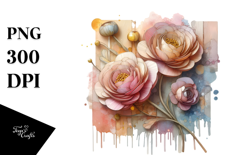 Abstract Stained Ranunculus, Sublimation PNG