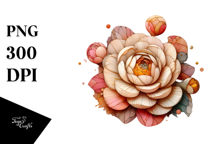 Abstract Stained Ranunculus, Sublimation PNG