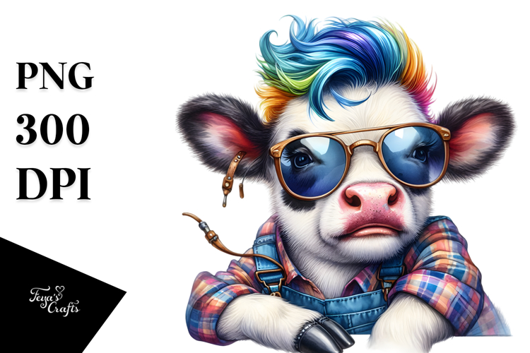 Cute Baby Cow Playing, High-Res PNG