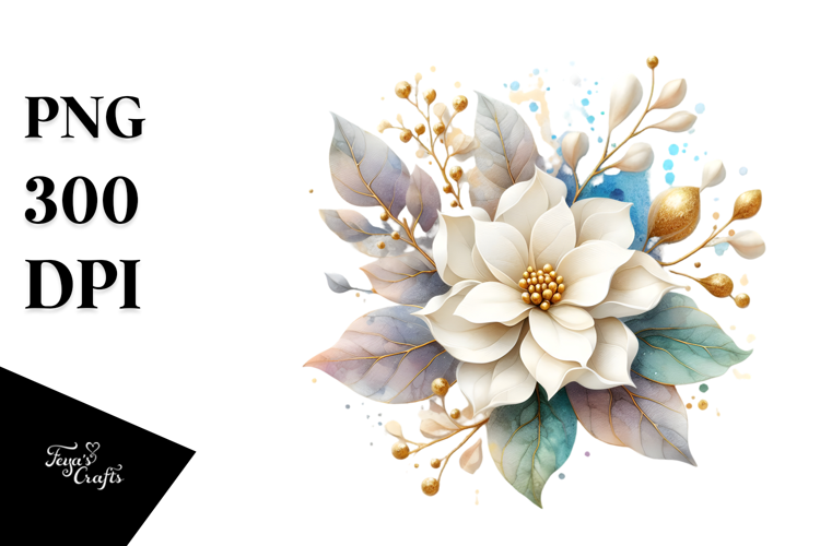 Gardenia Watercolor Splash, PNG