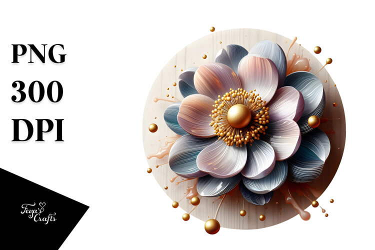 Glossy Anemone with Golden Insertions, -Like Material, PNG example image 1