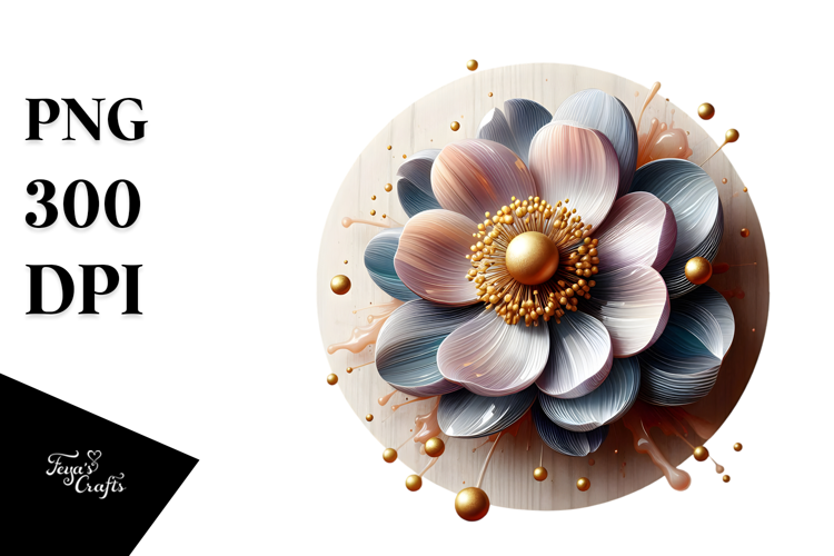 Glossy Anemone with Golden Insertions, -Like Material, PNG