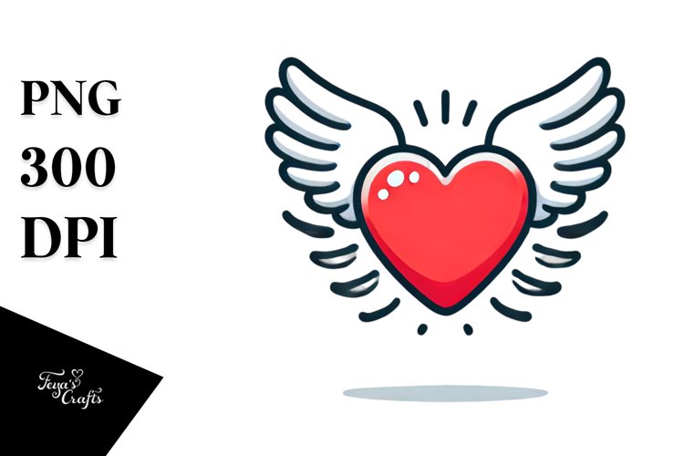 Simple Cartoon Heart Wings PNG