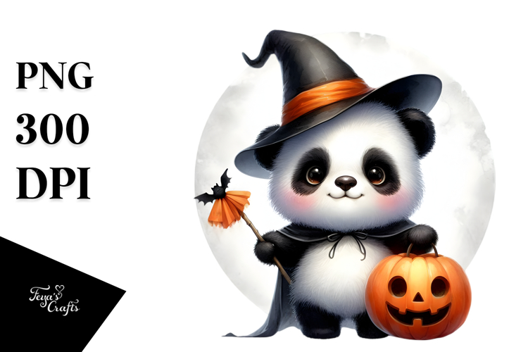 Cute Baby Panda Dressed for Halloween, Transparent PNG