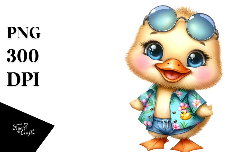 Smiling Baby Duck at the Beach PNG