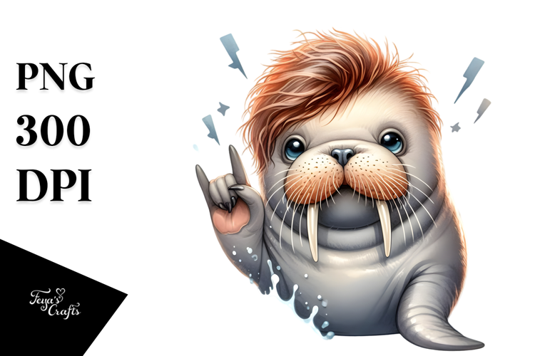 Energetic Baby Walrus Rocker Look PNG
