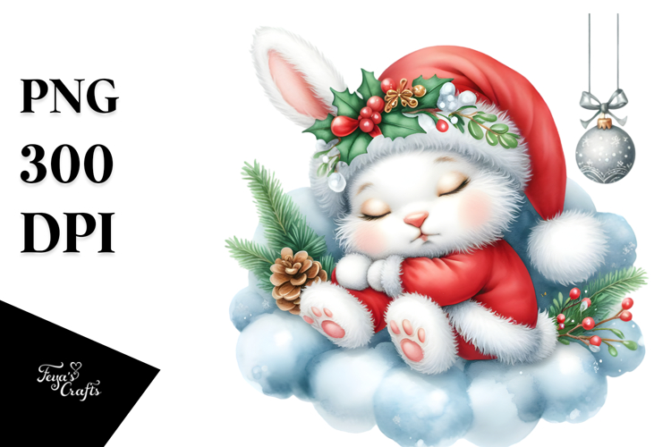 Christmas Bunny Cloud Clipart