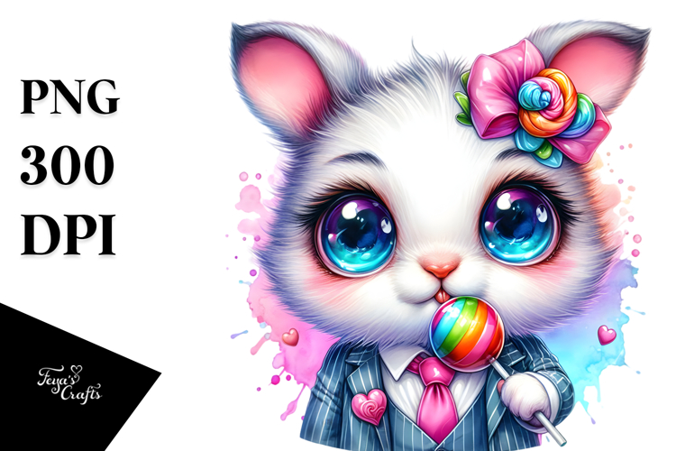Goofy Cute Baby Bunny Playing with Lollipop JPEG