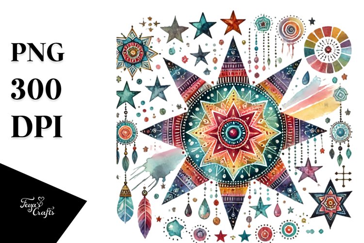 Colorful Boho Star PNG