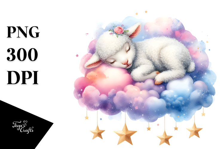 Pastel Lamb Cloud Clipart