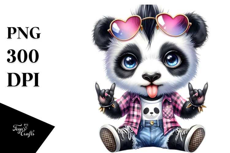 Cute Baby Panda in Summer PNG