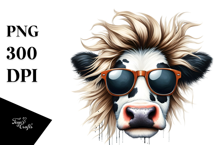 Expressive Baby Cow with Cool Hair PNG
