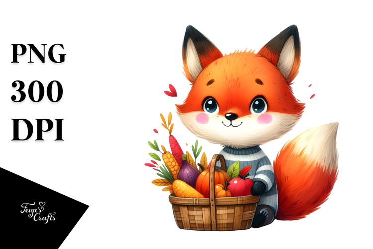 Cute Baby Fox with Quirky Artistic Style PNG