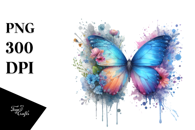 Butterfly Made of Splashes PNG