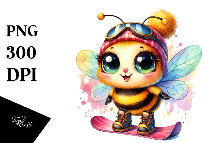 Cute Vibrant Baby Bee PNG example image 1