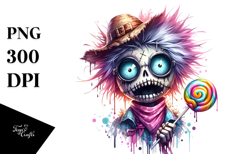 Funny Scarecrow with Lollipop PNG