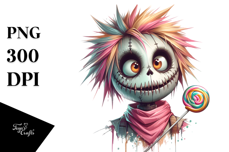 Funny Scarecrow with Lollipop PNG