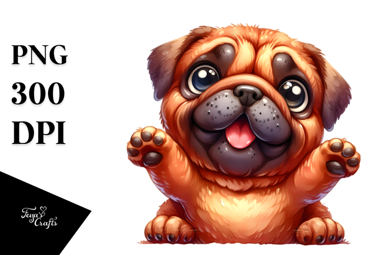 Happy Bullmastiff Watercolor PNG