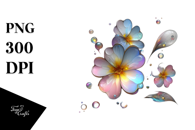 Primrose with Metallic Insertions, Watercolor PNG