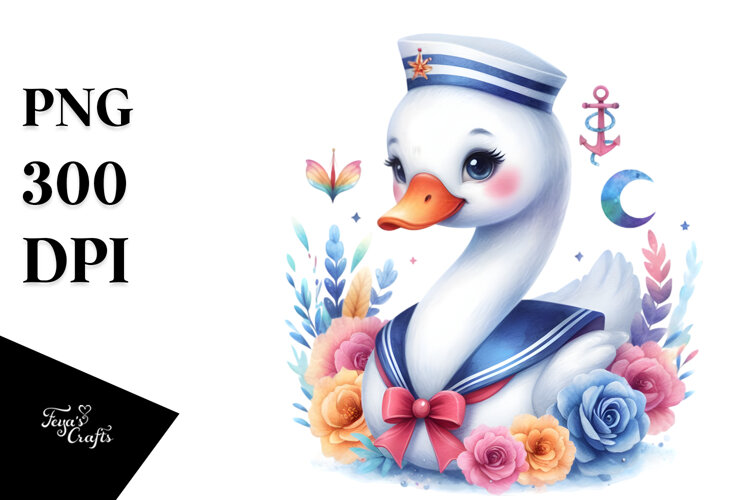 Colorful Whimsical Swan Sailor Suit example image 1