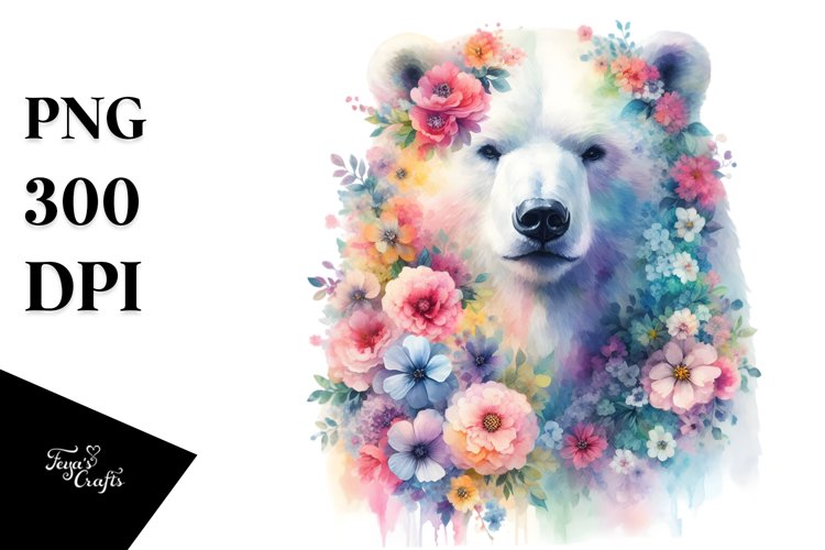 Pastel Watercolor Vibrant Polar Bear example image 1