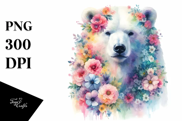 Pastel Watercolor Vibrant Polar Bear