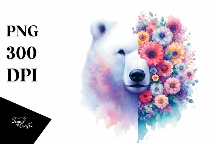 Pastel Watercolor Vibrant Polar Bear