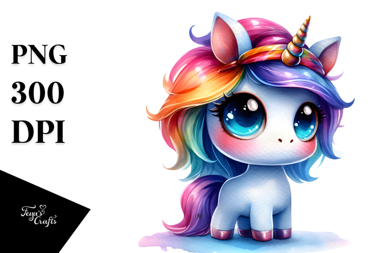 Cute Unicorn Big-Eyes PNG