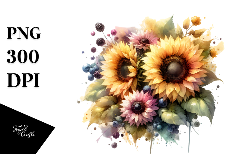 Watercolor Sunflower Clipart Image 9