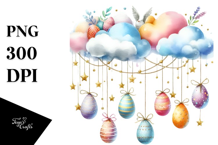 Cloud with Easter Eggs PNG