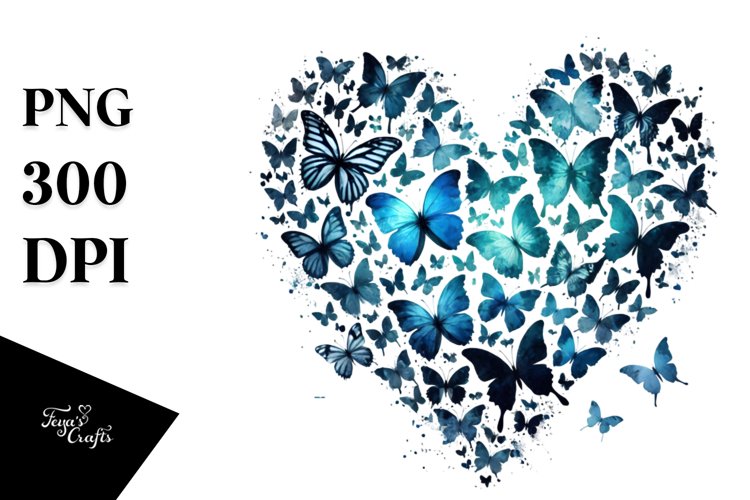 Blue Butterfly Heart PNG